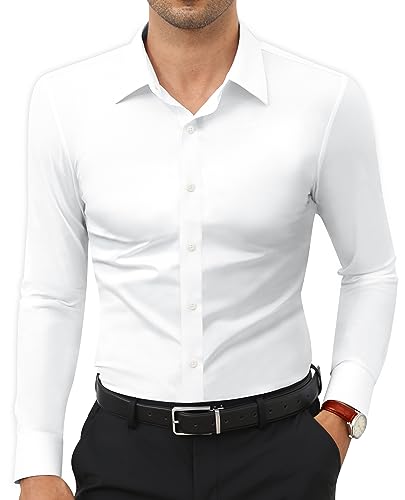 Amazon.com: Lion Nardo Slim Fit White Dress Shirt for Men Wrinkle